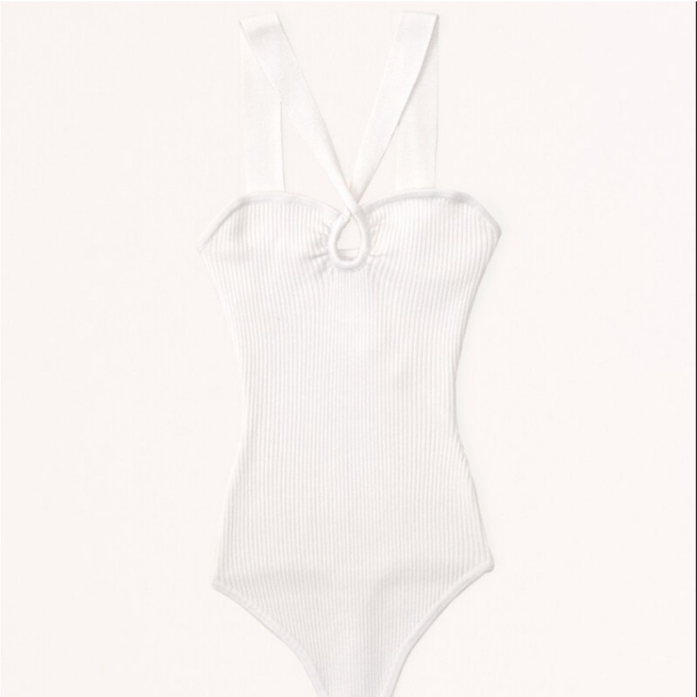 Abercrombie & Fitch White Ribbed Bodysuit